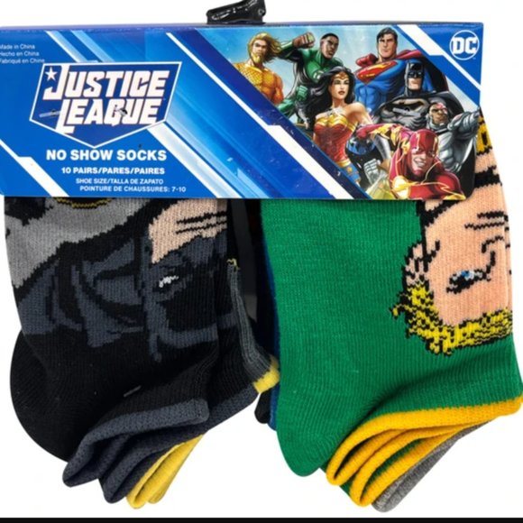 Other - 10 pairs of Justice League ankle socks shoe size 7-10